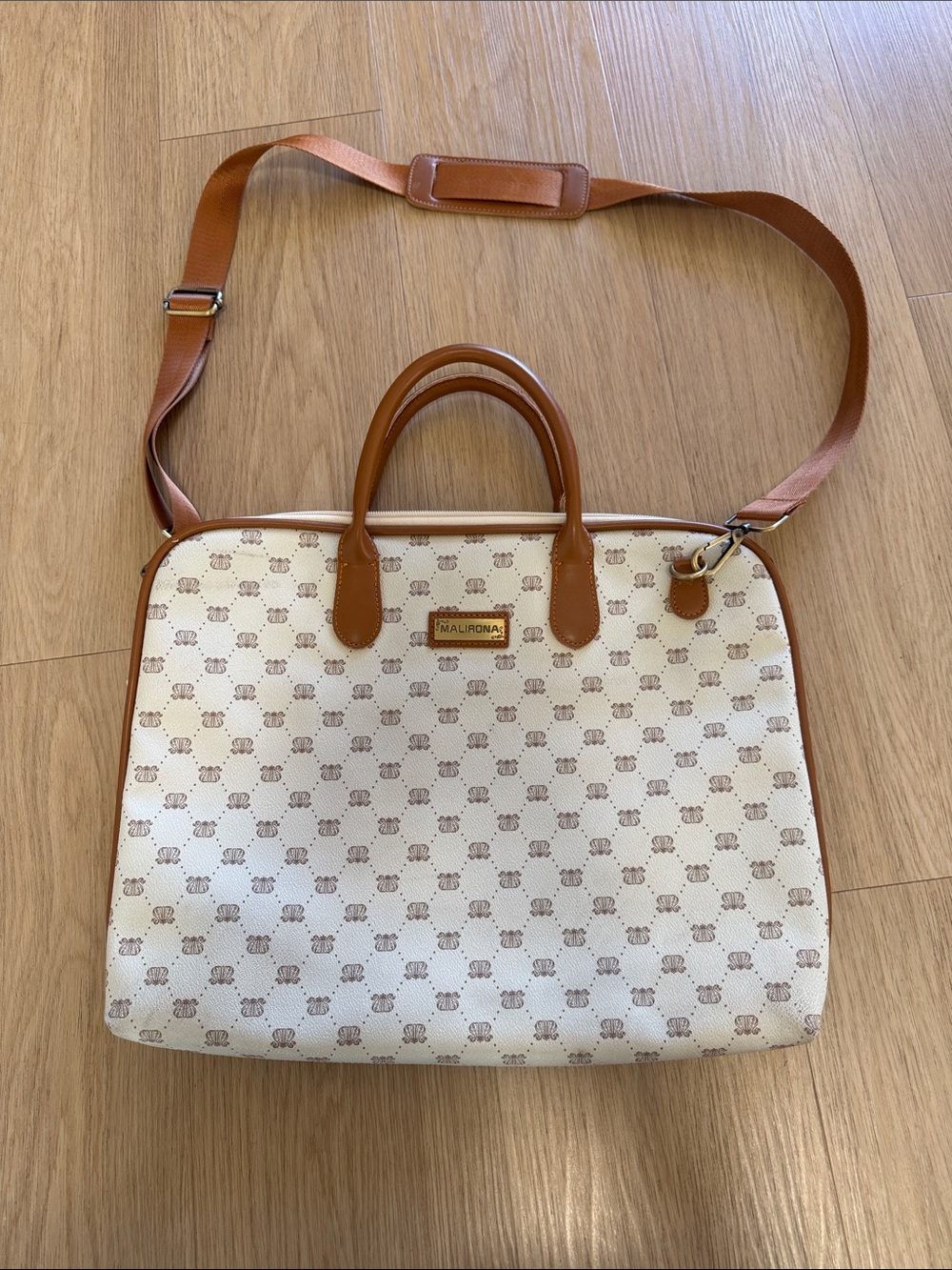 Cream and Brown Laptop Briefcase bag